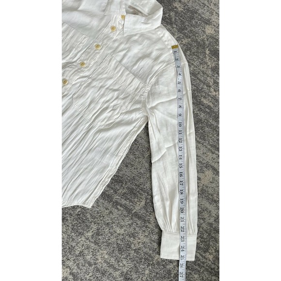 Banana Republic Womens M Blouse Ivory Collared Button Down Long Sleeve NWT L6 - Picture 6 of 10